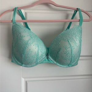 Lace Push-Up Bra in Aqua